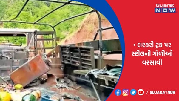આતંકવાદીઓએ લશ્કરી ટ્રક પર સ્ટીલની ગોળીઓ વરસાવી